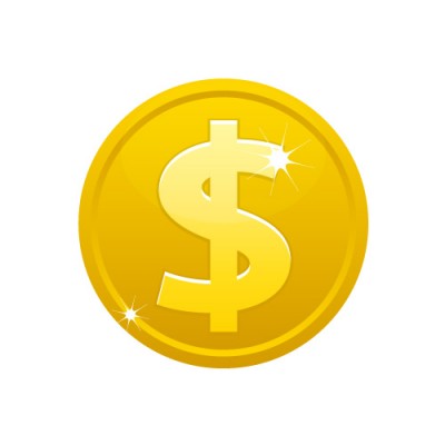 $(ドル)のマークの入ったメダルコインイラスト