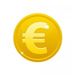€（ユーロ）のマークの入ったメダルコインイラスト