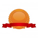 月桂冠の飾られたリボン付き銅メダルイラスト