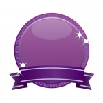 紫のリボン付きメダルのイラスト