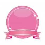 ピンク色のリボン付きメダルのイラスト