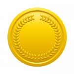 月桂冠が施された金メダルイラスト
