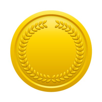 月桂冠が施された金メダルイラスト