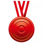 凹凸のある赤いメダルイラスト