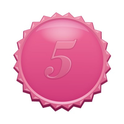 5の数字の入ったギザギザのピンクカラーメダルイラスト