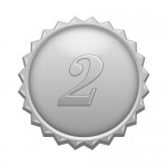 2の数字の入ったギザギザのシルバーカラーメダルイラスト