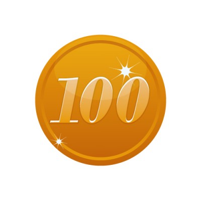 100の数字が入ったブロンズコインのイラスト 無料 商用可能 メダル バッジ コイン シールイラレ素材ダウンロードサイト