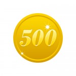 500の数字が入ったゴールドコインのイラスト