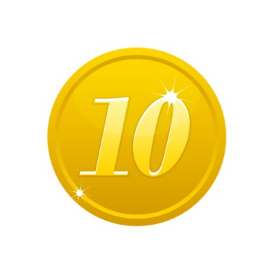 10の数字が入ったゴールドコインのイラスト