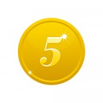 5の数字が入ったゴールドコインのイラスト
