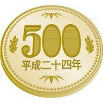 五百円玉硬貨（斜め上から）のイラスト