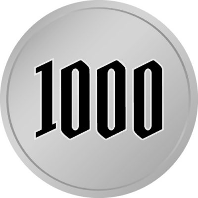 1000と書かれた百円玉風硬貨のイラスト