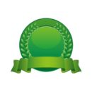 緑色のリボン付きメダルのイラスト