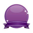 紫のリボン付きメダルのイラスト