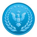 鳥と月桂樹の青いメダルイラスト