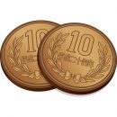 2枚重なった十円玉硬貨のイラスト